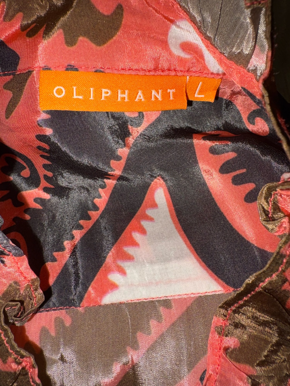 Oliphant Uzbek Coral Printed Shirt Waist Maxi Dress - L - Picture 10 of 11
